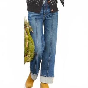 Driftwood Betty Pintuck Wide-Leg Jeans Button Fly Blue DW-P43403A Women's 30x29